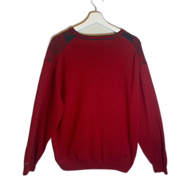 Greg Norman Merino Wool Blend Sweater Men's Size XXL Red Argyle Minimalist - Picture 2 of 5